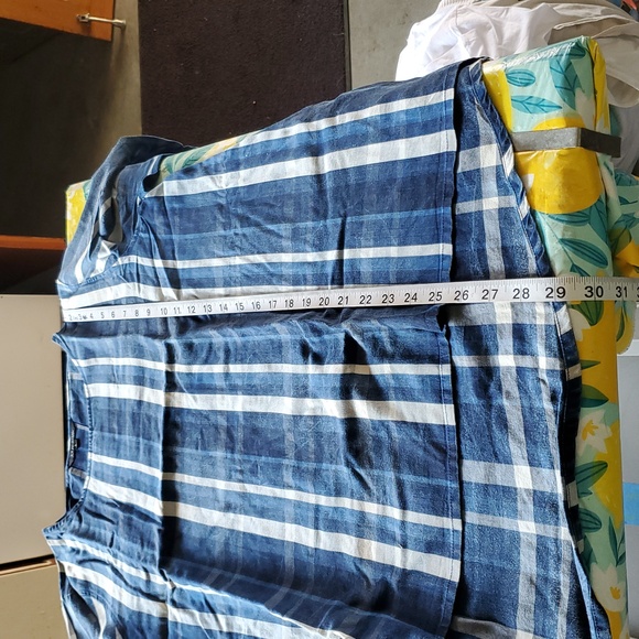 Womens Blue Paid Blouse - Picture 8 of 8